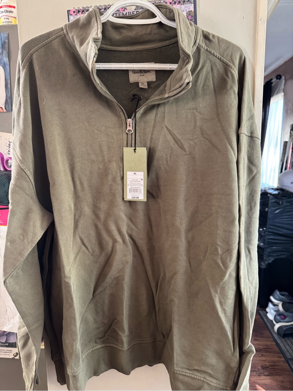 Goodfellow & Co Olive Green Half-Zip Pullover Sweater